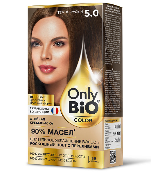 Only Bio COLOR Стойкая крем-краска Тон 5.0 Тёмно-Русый 115мл БХ70297БК