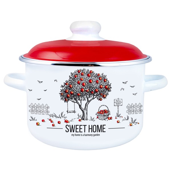 Appetite Кастрюля эмал цил Apple Tree 4,0л 6RD201M-Apple