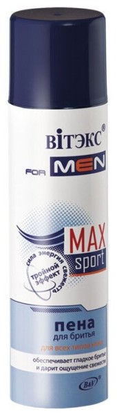 ВИТЭКС VITEX FOR MEN MAX Sport ПЕНА д/бритья д/всех типов кожи,250мл/9шт, код 45 03