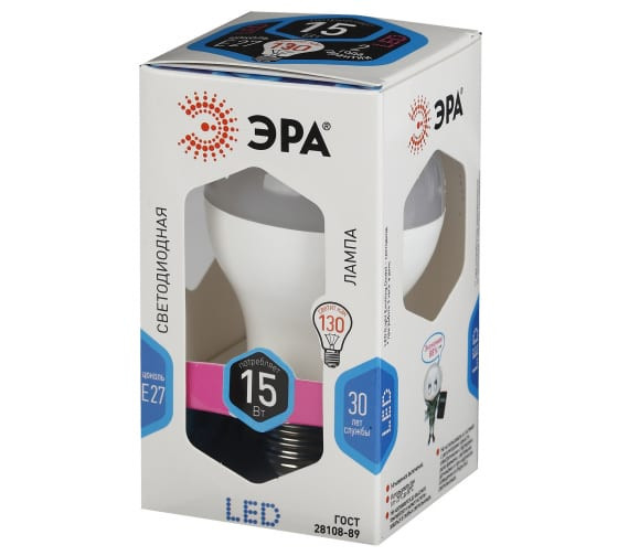 LED A60-15W-840-E27  Лампа светодиодная ЭРА STD LED A60-15W-840-E27 15Вт груша нейтральный белый свет Е27