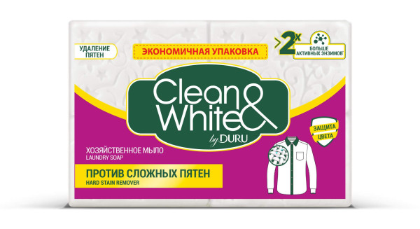 DURU Хозяйственное мыло Clean&White 120гр.х 4шт Против Пятен, 511570M