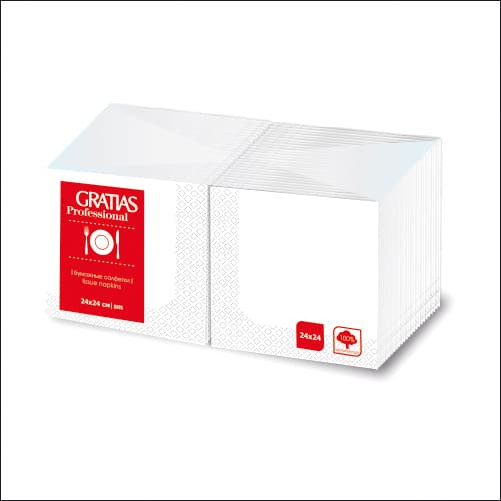 GRATIAS Салфетки 3сл 24см 250л Professional Белые