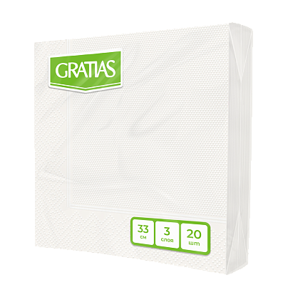 GRATIAS Салфетки 3сл 33см 20л Белые