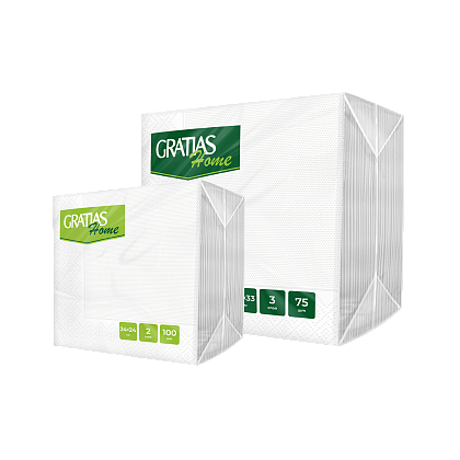 GRATIAS Салфетки 3сл 33см 75л Home белые
