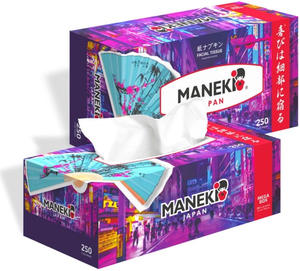 Салфетки бумажные "Maneki" DREAM с ароматом магнолии, 2 слоя, белые, 250 шт/уп