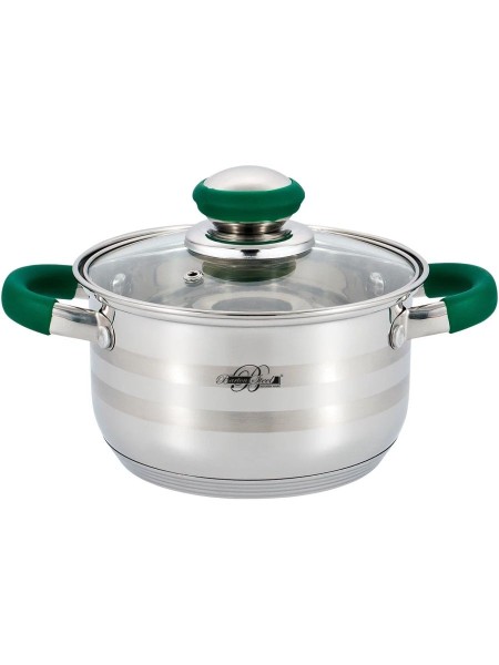 Кастрюля  BS 2800-16/ 2 пр./1.8л./green/5-ти шаговое дно 2 цвета.(х6)