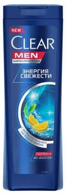 КЛЕАР Шампунь МУЖ 400мл Энергия свежести (чайное дерево, женьшень) *6*12*
