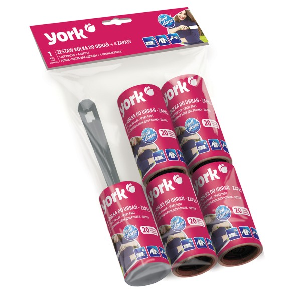YORK Ролик-щётка для одежды+4 сменных блока 6802Y