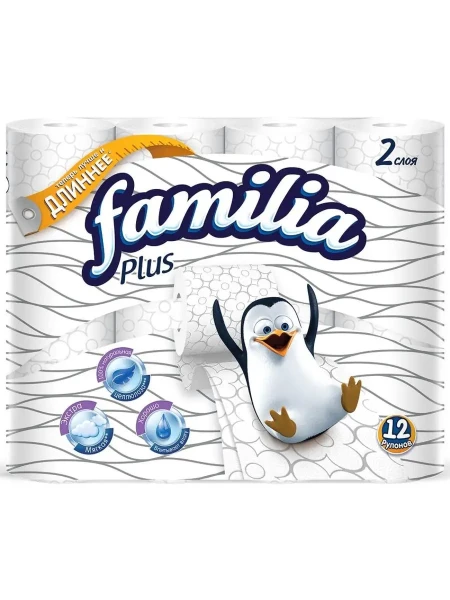 FAMILIA Plus Туалетная бумага 2сл. 12 шт. БЕЛАЯ  *8*192