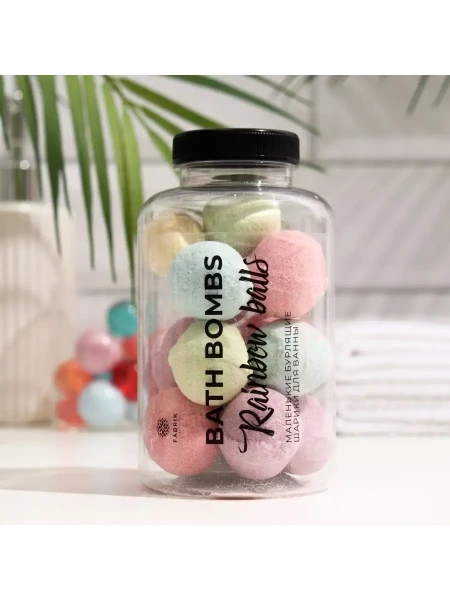Fabrik Cosmetology ФК МАЛЕНЬКИЕ бурлящие шарики д/ ванны Rainbow balls в банке 230 г БХ4029452