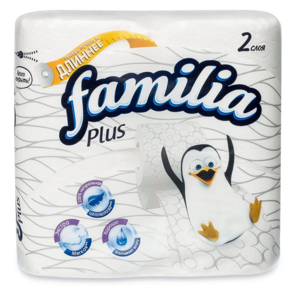 FAMILIA Plus Туалетная бумага 2-х сл. 4 шт. БЕЛАЯ *16*576