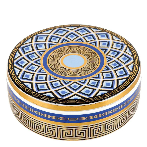 Подсвечник-шкатулка декоративная "Golden Blue"12*4см (фарфор,воск) 0200185