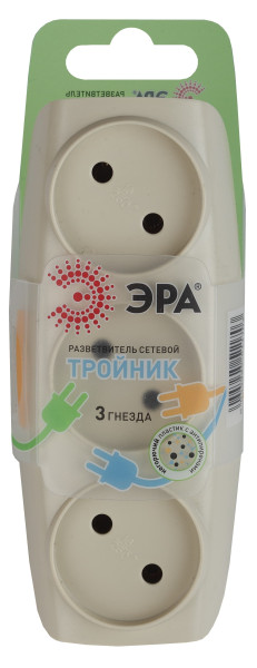 Тройник SP-3-I  ЭРА 3гн, без заземл. (сл. кость) Б0017018