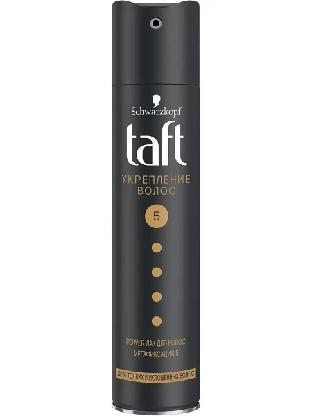 Taft Лак 250 мл. ЧЁРНЫЙ Power Укрепление д/тонких мегафикс. *5*10