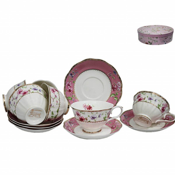 Lenardi Чайный набор 1х6 12пр. РОЗАЛИ, фарфор 105-085