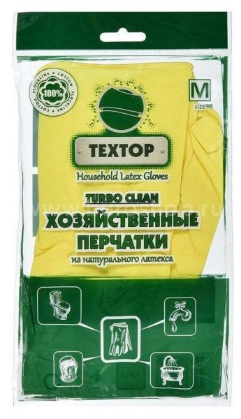ТЕХТОР Перчатки хозяйственные с х/б напыл., размер S *12*240