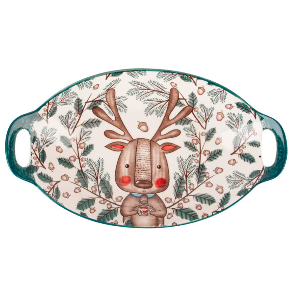 Блюдо с ручками "Kawaii Forest.Deer"27*16*4см. v=450мл. (фарфор) 0860438