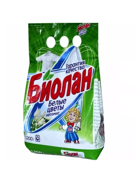 БИОЛАН стир. порошок авт. 1200 г. Белые цветы *1/7