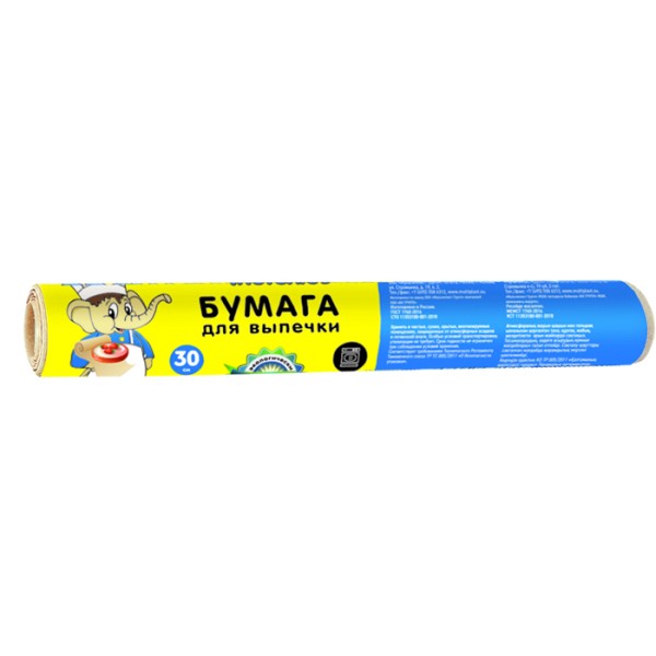 Бумага для выпечки 0,3*5м "Мамонтенок" (30) MPM4937