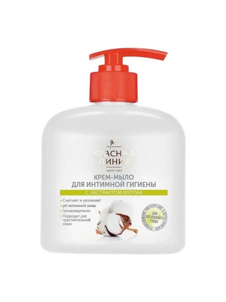 КРАСНАЯ ЛИНИЯ Жидкое мыло ИНТИМ 250 гр. с экстр. хлопка  5*15