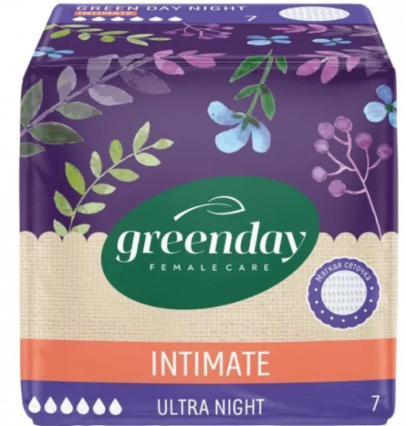 Green Day INTIMATE Прокладки женские 7 шт Ultra NIGHT Dry БХ4026610