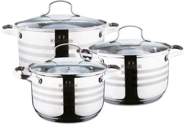 Bella Cucina Набор посуды 6пр. 11,1л, 13,5л, 16,2л, нерж. сталь 2114-BC