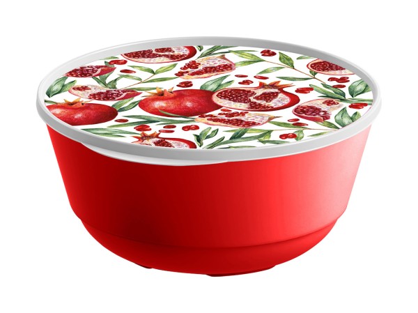 Миска "Bergamo" 2л с крышкой с декором (красный) 221165706/03
