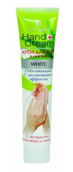 Belle Jardin Крем для рук и ногтей White с экстрактом Алоэ-Вера и лимона, отбеливающий 125мл БХ0320Т