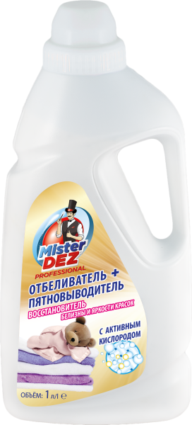 Mister Dez PROFESSIONAL Отбеливатель-пятновыводитель + восстановит. белизны и яркости красок 1000 мл БХ04118Е