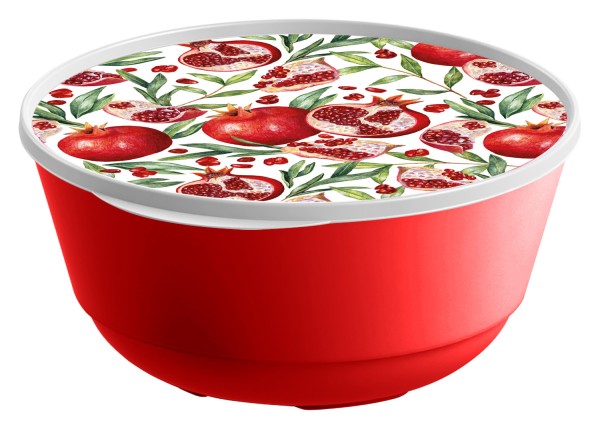 Миска "Bergamo" 3л с крышкой с декором (красный) 221165806/03