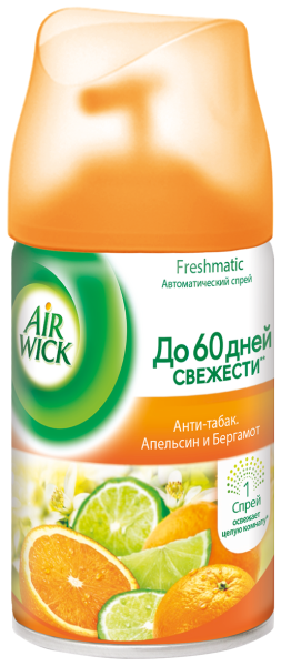 АИРВИК СМЕННЫЙ аэрозоль Антитабак (Апельсин и Бергамот) 250мл 3*6/30/