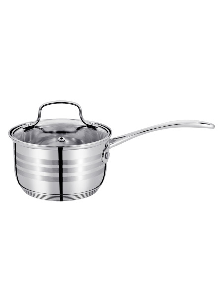 Regent Inox Ковш со стекл. крышкой 1,2л, 14х8 см, (нерж сталь, стекло) Linea CINTURA 93-CIN-01