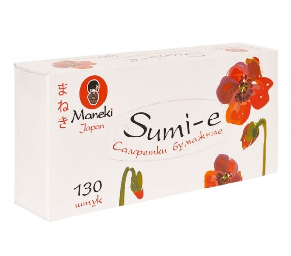 Maneki Салфетки бумажные "Maneki" Sumi-e 2 слоя, белые, 130 шт/уп FT142