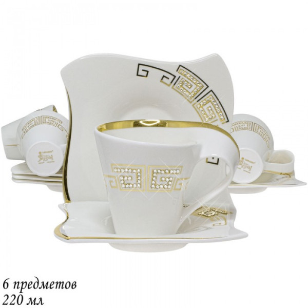 108-126 Чайный набор 12пр. 220 мл GIVANCHI GOLD в под.уп.(х6) Фарфор