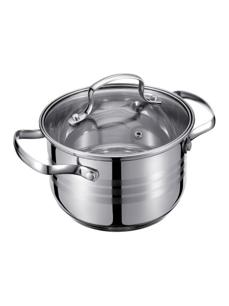 Regent Inox Кастрюля со стекл. крышкой 3,1л, 18х12,5 см, (нерж сталь, стекло) Linea CINTURA 93-CIN-03