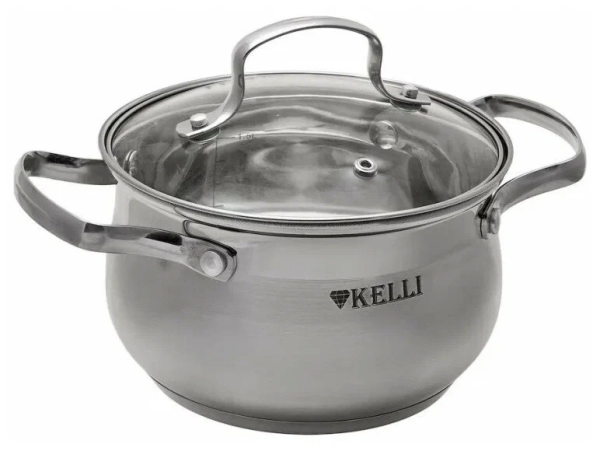 Кастрюля из нержавеющей стали 3.0л. KL-4258 ( 1х9)