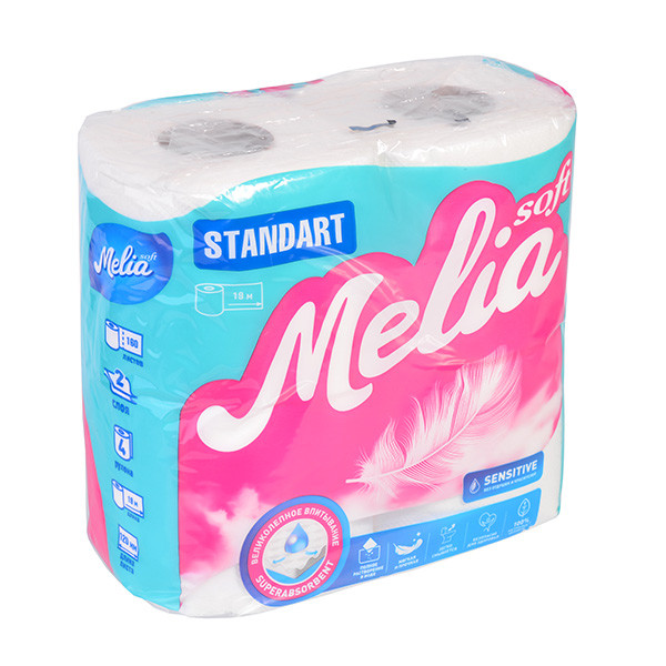 MELIA SOFT Бумага туалетная Стандарт 2сл. 8рул. Белая 19м. *1/8