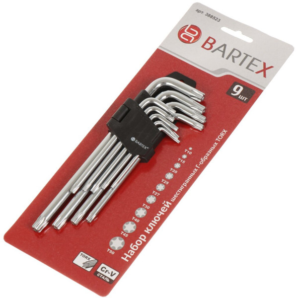Bartex Ключ шестигран, 9 пр, , Г-образный, TORХ AI-2904003