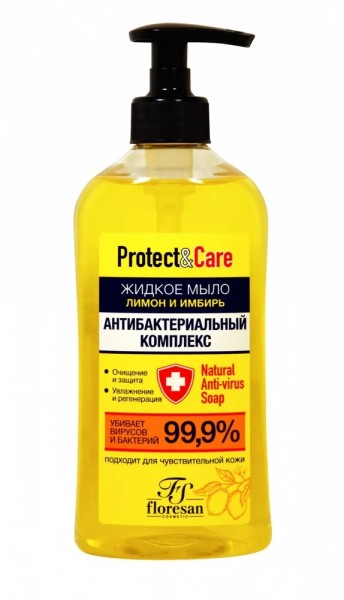 Флоресан Protect & Care Жидкое мыло для рук «Лимон и имбирь», 500мл арт.Ф-144