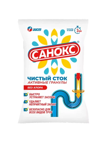 САНОКС ЧИСТЫЙ СТОК для устр. засоров гранулы 70 гр. *12