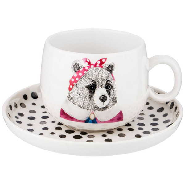 ЧАЙНЫЙ НАБОР "FASHION ANIMALS" МЕДВЕДИЦА, НА 1ПЕР. 2ПР. 450 МЛ 409-131