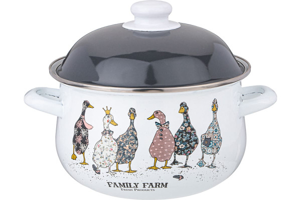 Agness КАСТРЮЛЯ ЭМАЛИРОВАННАЯ С ЭМАЛ.КРЫШКОЙ СЕРИЯ "FAMILY FARM", 2.8 Л, 20*12 СМ 934-622