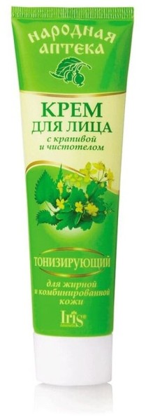 Iris Нар/аптека Крем д/лица Крапива,чистотел д/жирной 100