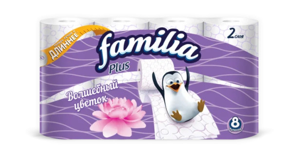 FAMILIA Plus Туалетная бумага 2-х сл. 8 шт. ВОЛШЕБНЫЙ  ЦВЕТОК