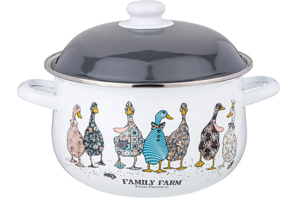 Agness КАСТРЮЛЯ ЭМАЛИРОВАННАЯ С ЭМАЛ.КРЫШКОЙ СЕРИЯ "FAMILY FARM", 3.6 Л, 22*13 СМ 934-623