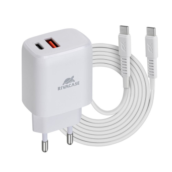 RIVACASE PS4192 WD4 сетевое ЗУ белое 20W PD/QC 3.0/ 1 USB-C + USB-A, с кабелем Type С-Type C, 12/96
