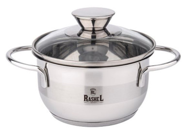 Кастрюля 1,8 л из нерж. стали со стекл. кр., 16х9 см R-690м