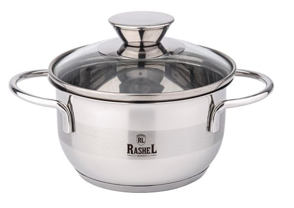 Кастрюля 1,8 л из нерж. стали со стекл. кр., 16х9 см R-690м
