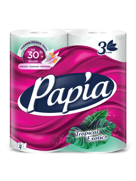 Papia Туалетная бумага Тропическая экзотика 3сл. 4 шт БХ02079ЭБХ