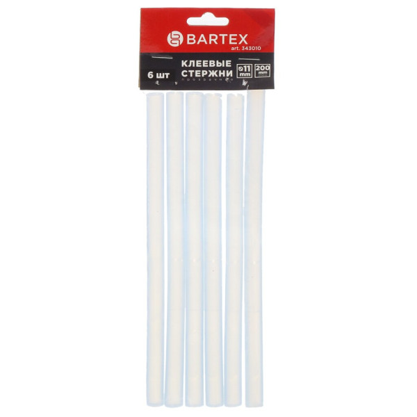 Bartex Стержни клеевые для пистолетов 6 шт, d11х200 мм, прозрач D-343010